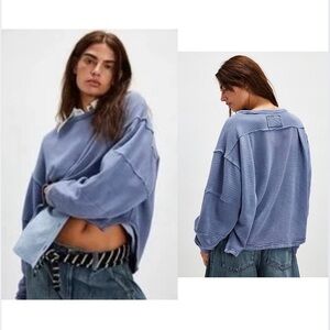 Free People We The Free Eclipse Tee, Long Sleeve Top, Prep Peri Blue